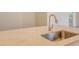 Close-up on the kitchen island featuring a stainless steel sink and modern faucet at 12570 Brookgreen St, Venice, FL 34293