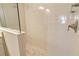 Walk-in shower featuring tiled walls, glass partition, and stone floor at 12570 Brookgreen St, Venice, FL 34293