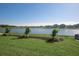 Scenic backyard view of a tranquil pond, lush greenery, and neighboring homes in a peaceful setting at 15543 Trinity Fall Way, Bradenton, FL 34212