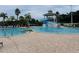 Large community pool area with a waterslide, ample seating, and mature palm trees for a resort-like feel at 18106 Canal Pointe St, Tampa, FL 33647