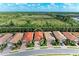 Aerial shot of a neighborhood showcasing a single Gathering home with lush greenery and a beautiful community at 224 Soliera St, Nokomis, FL 34275