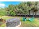 Backyard with mature landscaping, a hot tub, and outdoor seating area at 224 Soliera St, Nokomis, FL 34275
