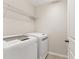 Practical laundry room with modern white washer and dryer units, perfect for convenience at 11925 Brookside Dr, Bradenton, FL 34211