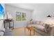 Comfortable living room with a cozy sofa and a view of the lush greenery through the window at 1621 Boathouse Cir # 125, Sarasota, FL 34231