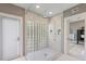 Modern bathroom with a glass block shower and stylish fixtures, providing a spa-like experience at 1829 Bougainvillea St, Sarasota, FL 34239