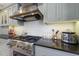 Close-up of a well-equipped kitchen featuring stainless steel appliances, custom cabinetry, and stylish tile backsplash at 1829 Bougainvillea St, Sarasota, FL 34239
