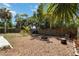 Wood fenced back yard features a brick-ringed fire pit, woodpile, and a mix of shade trees at 2922 Williamsburg St, Sarasota, FL 34231