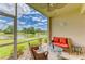 Inviting screened lanai with ceiling fan, perfect for enjoying the serene lake views and outdoor living at 5320 Hyland Hills Ave # 2214, Sarasota, FL 34241