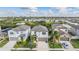 Scenic aerial view of the neighborhood showcasing the surrounding pond and lush greenery at 5426 Rainwood Meadows Dr, Apollo Beach, FL 33572