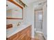 Bright bathroom featuring a wooden vanity with ample storage and a shower at 5619 Bayshore Rd # 211, Palmetto, FL 34221