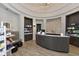 Elegant reception area boasts modern finishes, custom display shelving, and a sleek, curved desk with stone countertop at 5694 Palmer Cir # 202, Bradenton, FL 34211