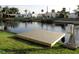 Scenic backyard view featuring a private dock along the canal at 6339 Pontiac Ln, North Port, FL 34287