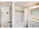 Recently remodeled bathroom showcasing subway tile in shower and modern fixtures at 104 29Th St # 3, Holmes Beach, FL 34217