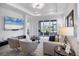 Comfortable living room featuring neutral tones, stylish seating, and a large window overlooking the beautiful community at 17902 Cherished Loop, Lakewood Ranch, FL 34211