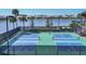 Community pickleball courts next to a pond offer a scenic recreational area at 17902 Cherished Loop, Lakewood Ranch, FL 34211