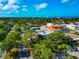Stunning aerial view of the neighborhood showcasing lush greenery, clear blue skies, and distant ocean views at 236 Harbor S Dr # 205, Venice, FL 34285