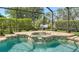 Inviting pool with a water feature, surrounded by lush landscaping within a screened enclosure at 3847 Little Country Rd, Parrish, FL 34219