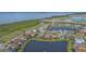 This aerial view showcases the home's prime location near the water at 5715 Inspiration Ter, Bradenton, FL 34210