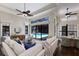 Bright living room with a view of the pool area through large windows at 7532 Greystone St, Lakewood Ranch, FL 34202