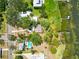 Property nestled in a neighborhood with lush trees, a pool and a waterfront pier at 7620 Westmoreland Dr, Sarasota, FL 34243