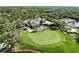 Aerial view showcasing a golf course with a clubhouse and the surrounding community, nestled amidst lush greenery at 8630 51St E Ter, Bradenton, FL 34211