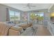 Inviting living room with bright decor, comfortable seating and seamless access to outdoor balcony at 9320 Clubside Cir # 2208, Sarasota, FL 34238