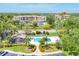 Inviting community pool with lounge chairs, lush landscaping, and palm trees creates a relaxing outdoor space at 9641 Castle Point Dr # 1215, Sarasota, FL 34238