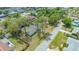 Birds-eye view showing the neighborhood with the home and mature trees on a sunny day at 275 Burke Rd, Venice, FL 34293