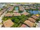 Aerial view of the community showcasing lakes, manicured landscaping, and rooftops at 4225 Overture Cir, Bradenton, FL 34209