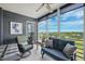 Cozy screened balcony with seating and views of lush landscaping, the golf course and blue skies at 4410 Fairways Blvd # 605, Bradenton, FL 34209