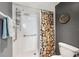 Contemporary bathroom featuring a shower with a decorative shower curtain at 4410 Fairways Blvd # 605, Bradenton, FL 34209