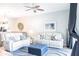 Bright living room with stylish furnishings, including plush sofas with accent pillows and a blue patterned rug at 6334 Grand Oak Cir # 202, Bradenton, FL 34203