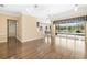 Living room with recessed lighting and glass sliding doors leading to the outdoor pool area at 244 Dove Trl, Bradenton, FL 34212