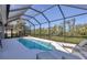 Inviting pool with screened-in lanai and comfortable lounge chairs at 6228 Champions Row St, Bradenton, FL 34210