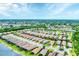 Scenic aerial view of a well-maintained community featuring multiple homes and a tranquil lake at 8721 Trattoria Ter, Sarasota, FL 34238