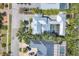 An aerial perspective displaying the home's roofline, lush greenery, and expansive pool area at 1815 Grove St, Sarasota, FL 34239