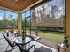 The screened patio features an outdoor ceiling fan and views of the green backyard at 27207 Treadmill Dr, Punta Gorda, FL 33955