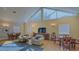 Comfortable clubhouse interior with a large TV, seating areas, and tables for gatherings at 5242 Manorwood Dr Dr # 3A, Sarasota, FL 34235