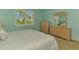Bright bedroom features light-blue walls, a large window and matching dresser at 5601 Bentgrass Dr # 10-105, Sarasota, FL 34235