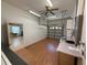 Attached garage has an automatic overhead door, counter space and bright lights at 7602 Partridge Street Cir, Bradenton, FL 34202