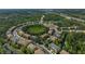 Aerial view of a residential community with lush greenery, a pond, and well-maintained streets at 8827 White Sage Loop, Lakewood Ranch, FL 34202