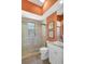 Bathroom featuring a walk-in shower and granite vanity at 14104 E 22Nd Ter, Bradenton, FL 34212