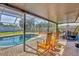 Inviting screened-in pool area with brick pavers, rocking chairs and seating at 428 46Th Nw St, Bradenton, FL 34209