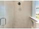 Walk-in shower with sleek tile, rainfall shower head, and built-in shelf at 4324 Sea Marsh Pl, Parrish, FL 34219