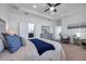 This expansive main bedroom provides a relaxing retreat with doors leading to the bathroom and walk-in closet at 17616 Bright Wheat Dr, Lithia, FL 33547