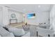 Bright living room with modern decor, plush seating, and a wall-mounted TV for relaxation at 1921 Fern Ave, Sarasota, FL 34235