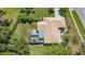 Beautiful aerial view of a well-maintained property featuring a screened-in lanai and lush landscaping at 3647 Country Place Blvd, Sarasota, FL 34233