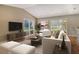 Cozy living room with vaulted ceilings, recessed lighting, neutral decor, and large windows at 3647 Country Place Blvd, Sarasota, FL 34233