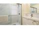 Modern bathroom with marble tile shower, sleek vanity, and contemporary finishes at 4721 Garcia Ave, Sarasota, FL 34233
