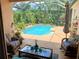 Inviting screened-in pool area with comfortable seating, lush landscaping, and plenty of space to relax and entertain at 6631 63Rd E Ter, Bradenton, FL 34203